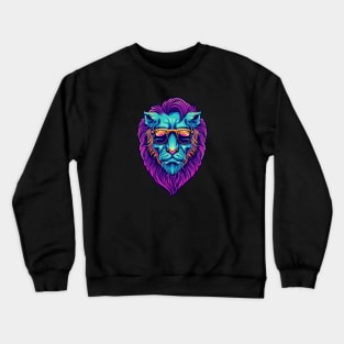 Psychedelic Lion Head Illustration Crewneck Sweatshirt